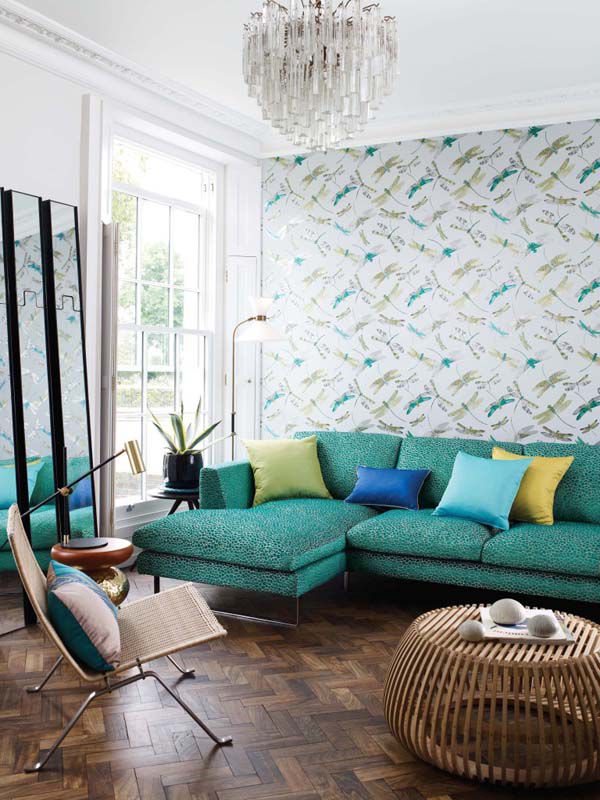 giấy dán tường họa tiết chuồn chuồn